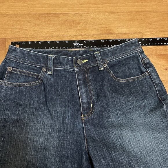 Vintage Talbots Womens Stretch Denim Blue Jean Capris Size 8 Cuffed Selvage Hem - Picture 7 of 15